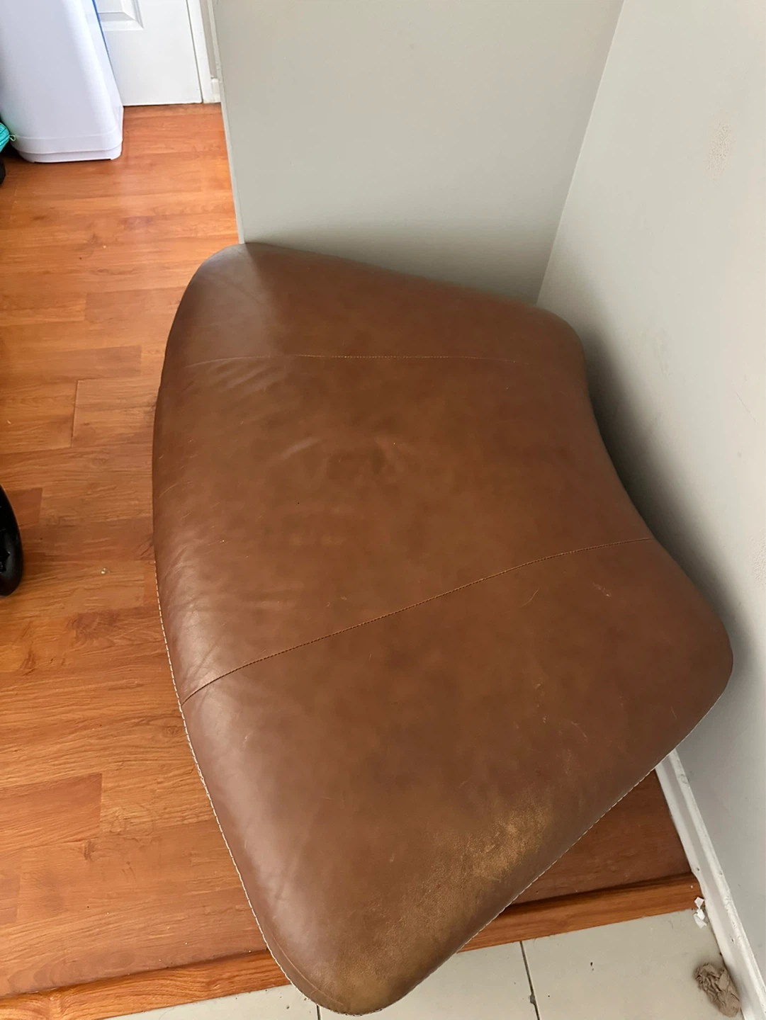 Brown Leather Storage Ottoman