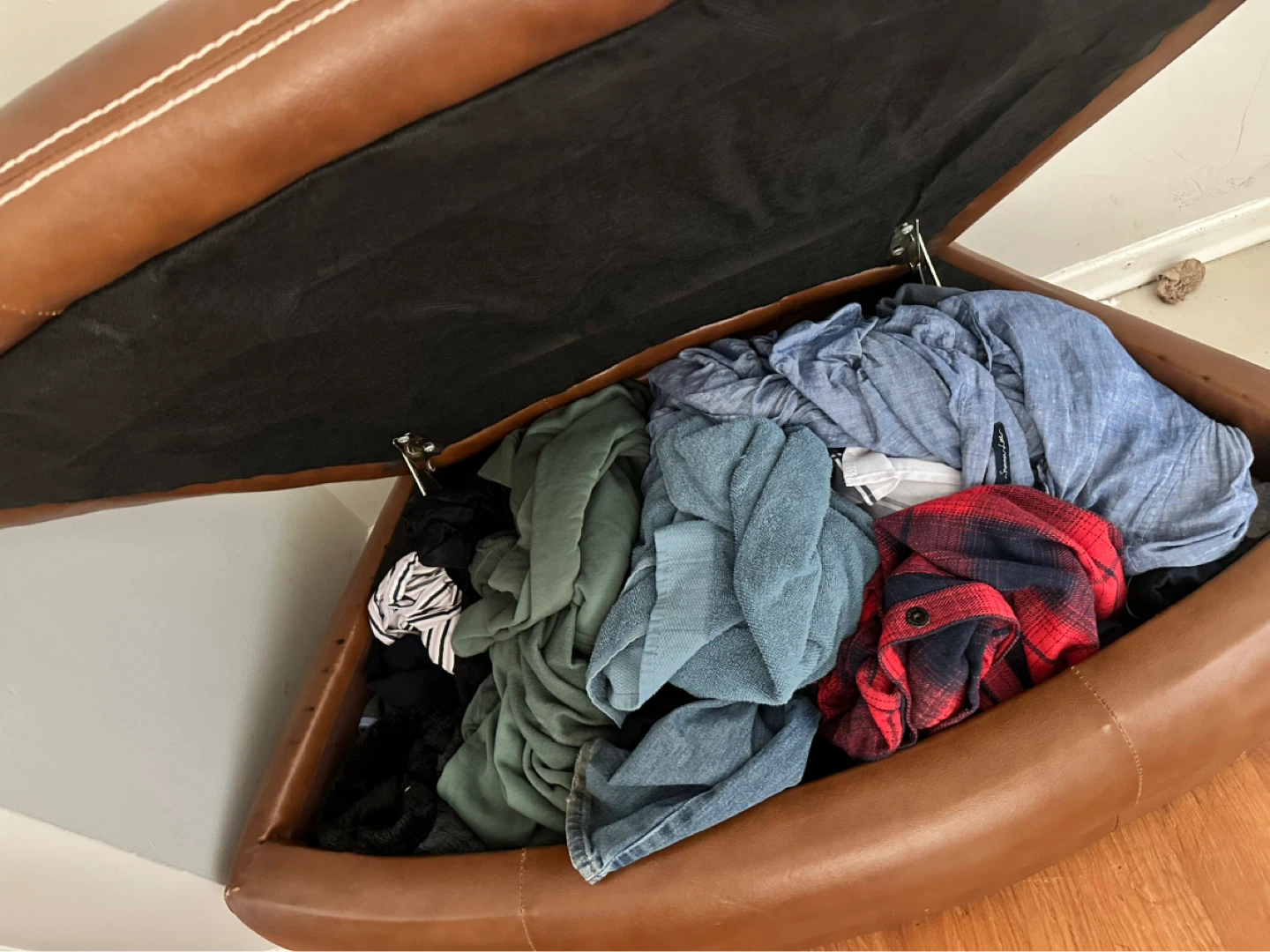 Brown Leather Storage Ottoman - photo 3