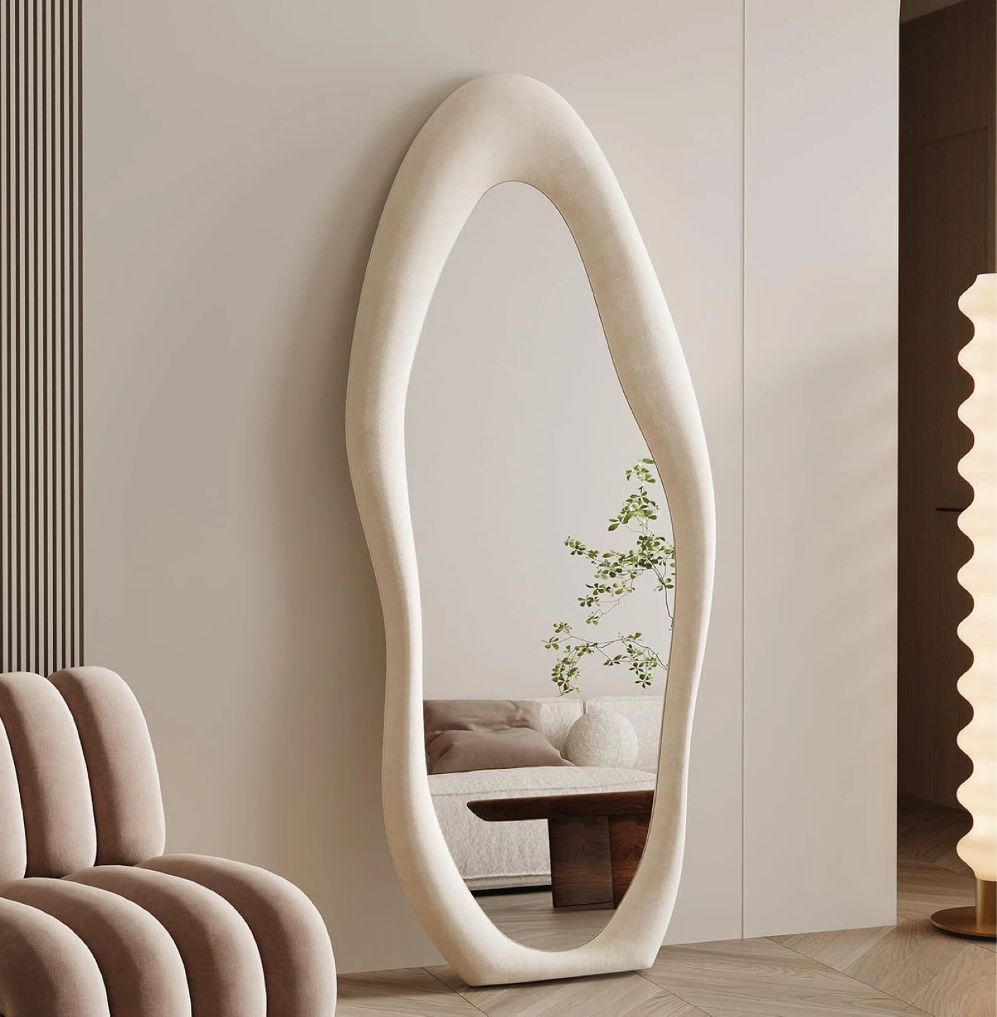 Full Length Mirror 63"x24", Irregular Wavy Mirror - photo 2