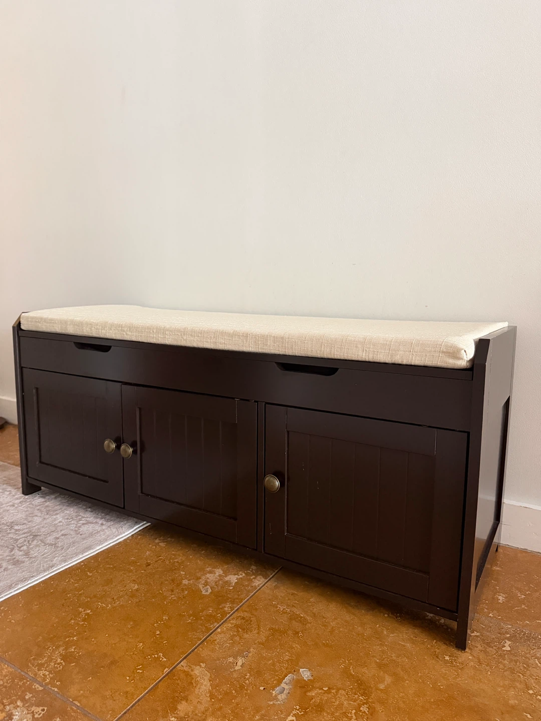 41.3" Shoe Bench with Lift Top Storage Bench with Cushioned Seat