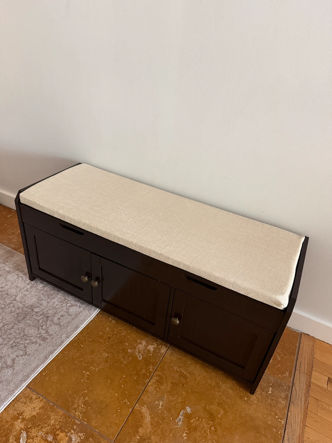 41.3" Shoe Bench with Lift Top Storage Bench with Cushioned Seat - photo 2
