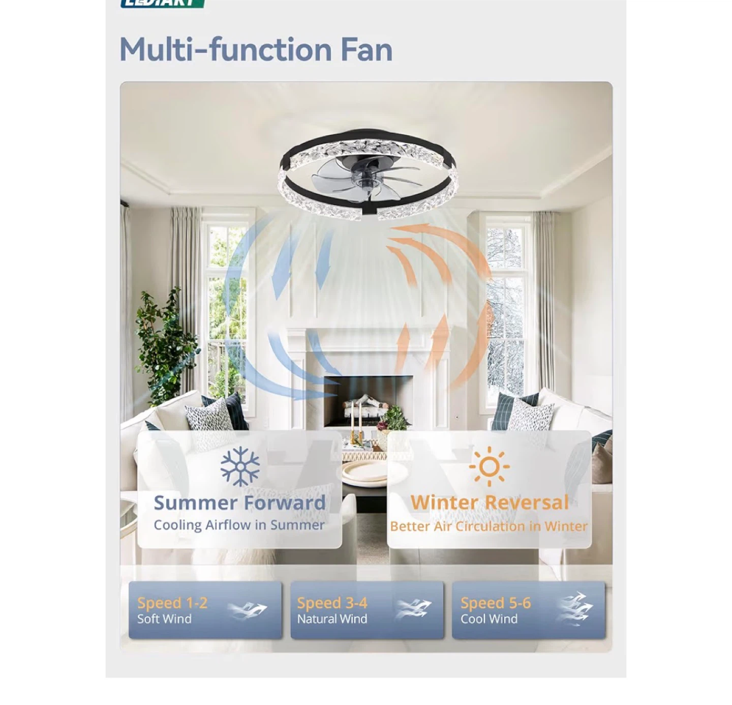 LEDIARY 20 Inch Ceiling Fan with Lights - photo 4