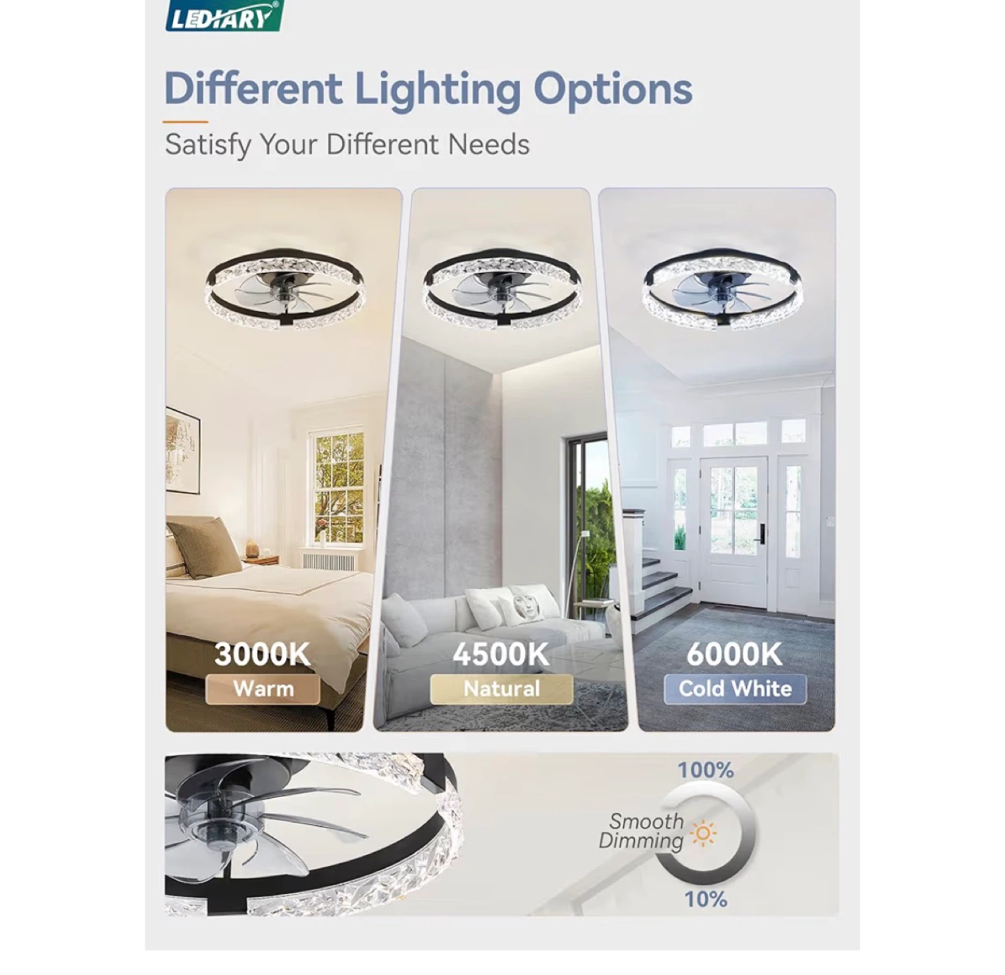 LEDIARY 20 Inch Ceiling Fan with Lights - photo 3