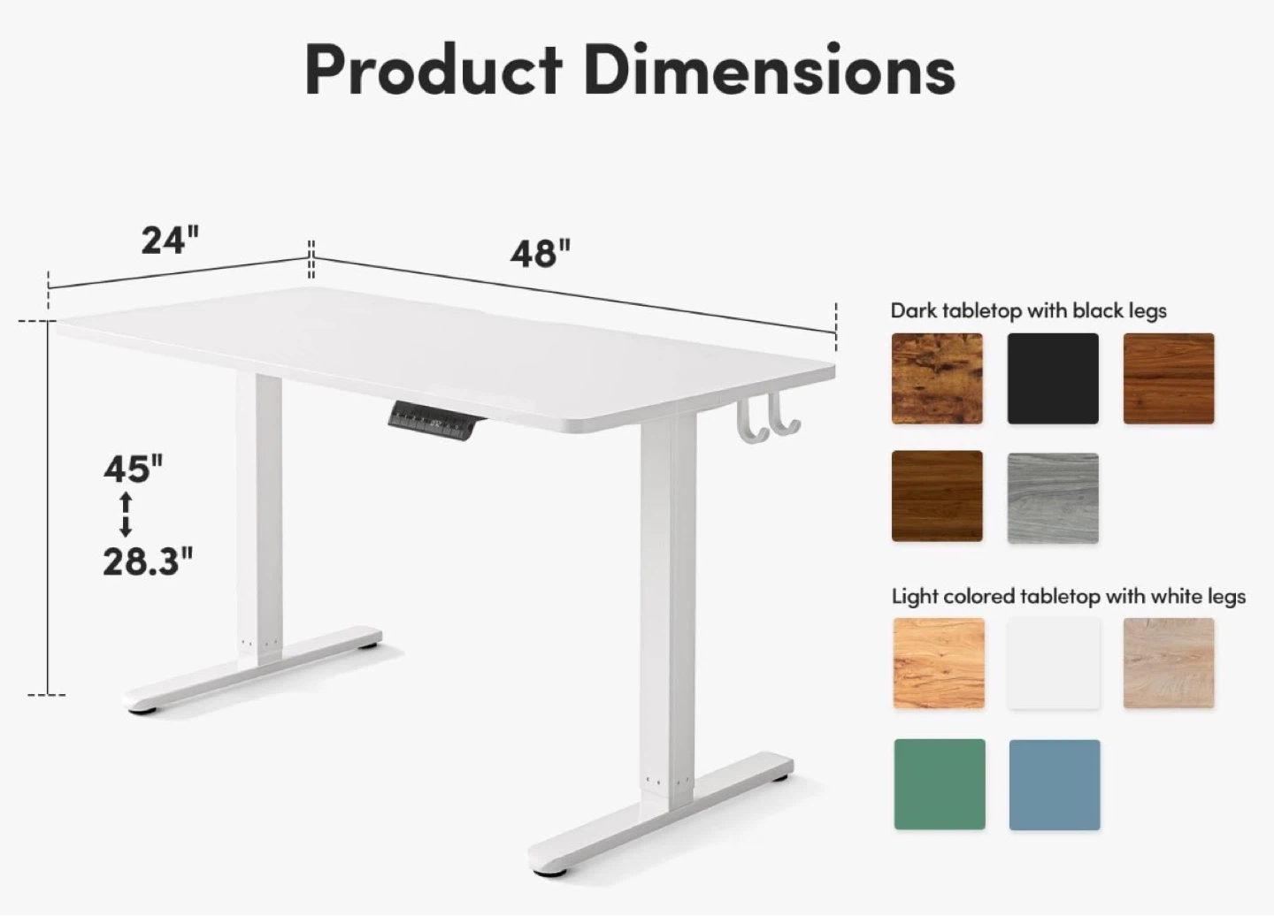 FEZIBO Electric Standing Desk 48” White – Height Adjustable - photo 4