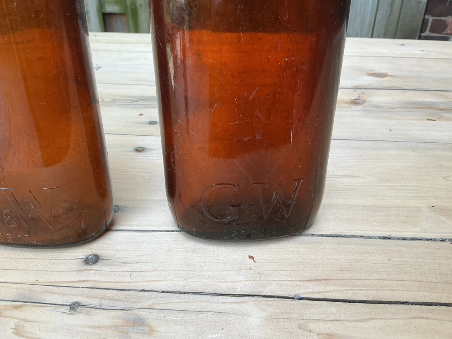 2. 1950’s G&W GOODERHAM WORTS 25oz Brown Whiskey Bottles - photo 5