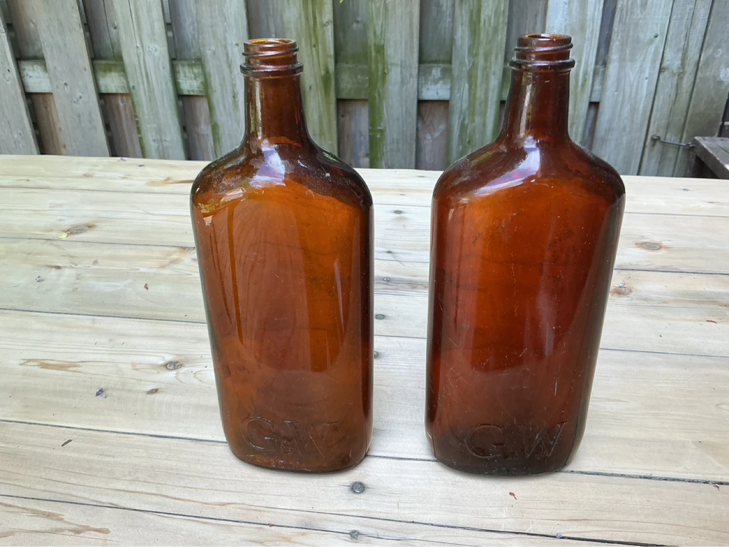 2. 1950’s G&W GOODERHAM WORTS 25oz Brown Whiskey Bottles