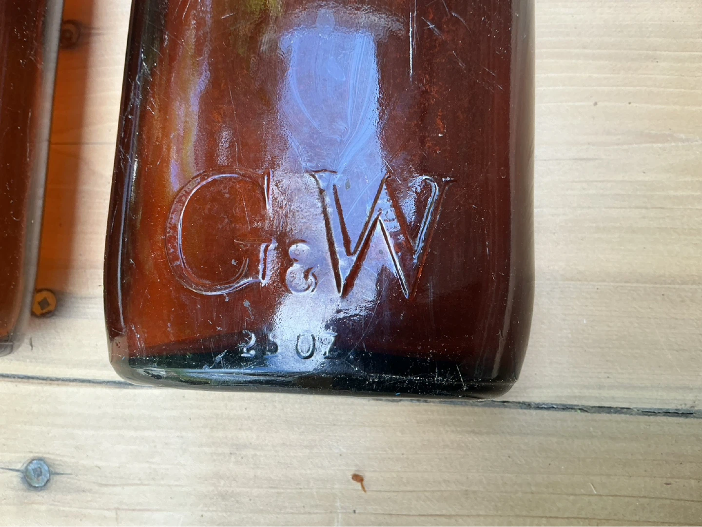 2. 1950’s G&W GOODERHAM WORTS 25oz Brown Whiskey Bottles - photo 3
