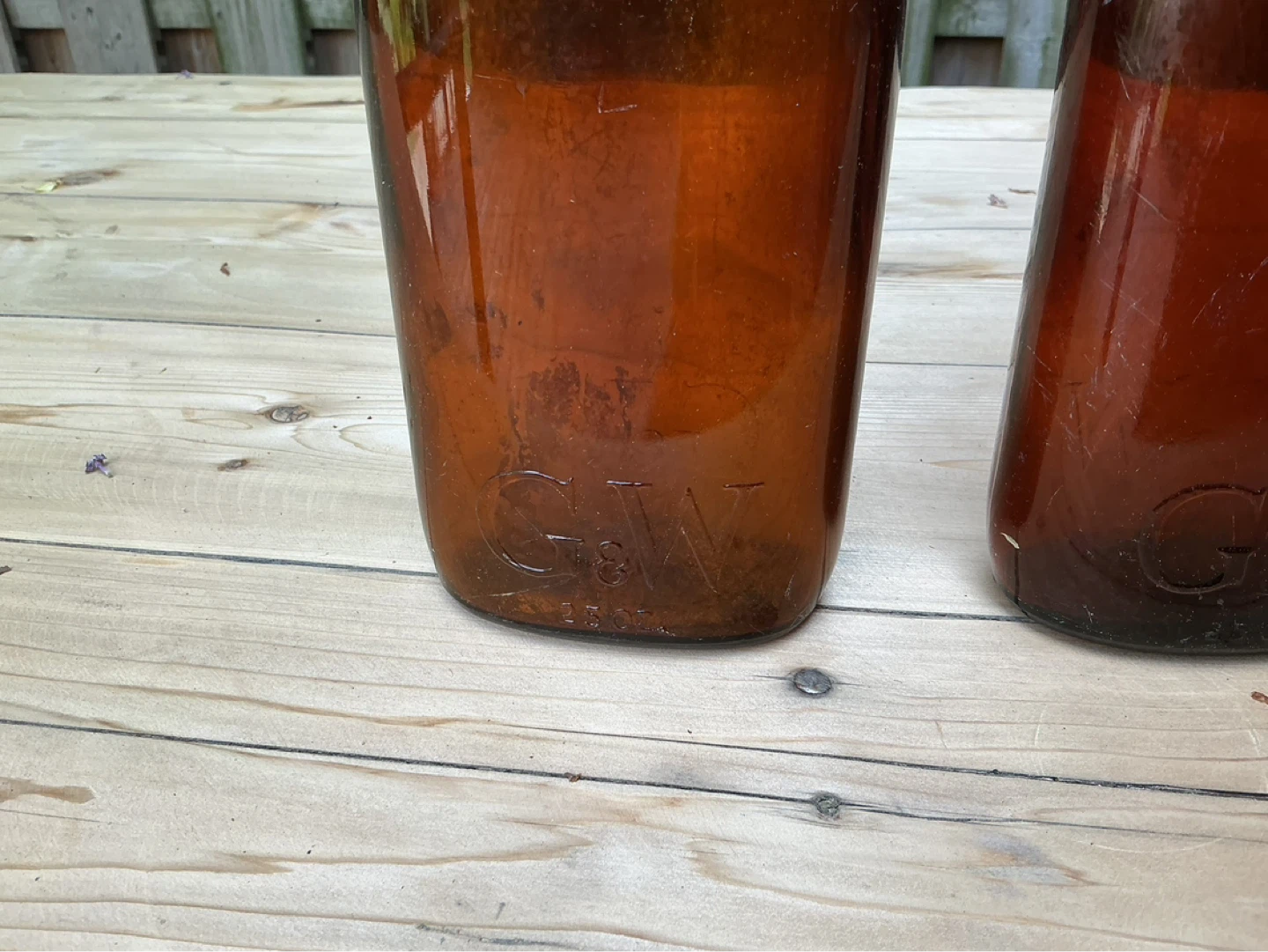 2. 1950’s G&W GOODERHAM WORTS 25oz Brown Whiskey Bottles - photo 4