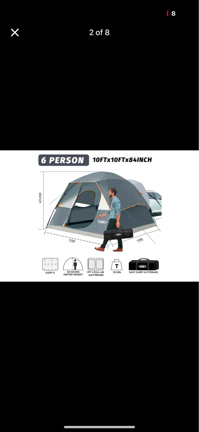 6 Person 10ft x 10ft Camping Tent - photo 2