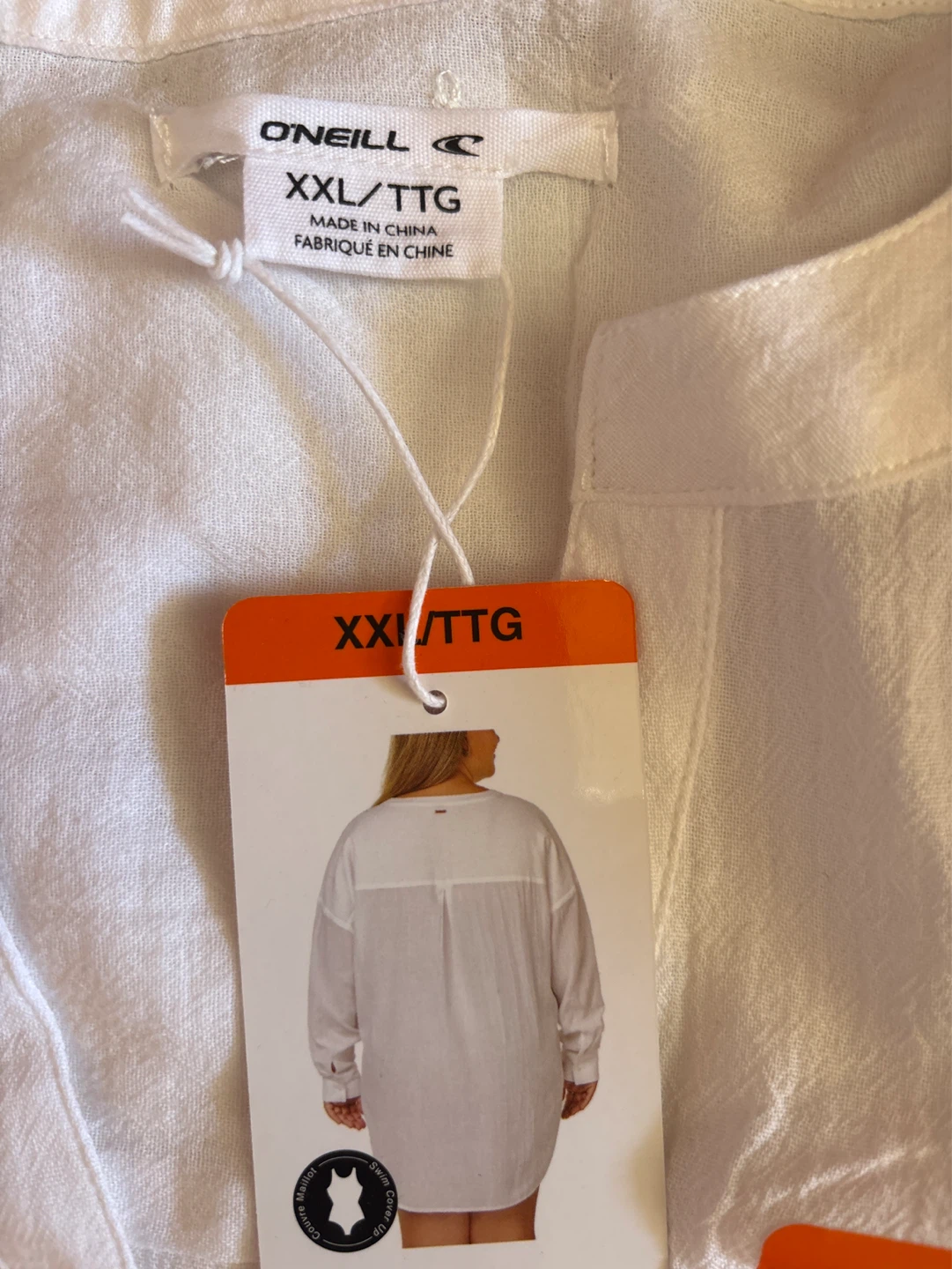 O'Neill White Linen Blend Tunic Top XXL - photo 3