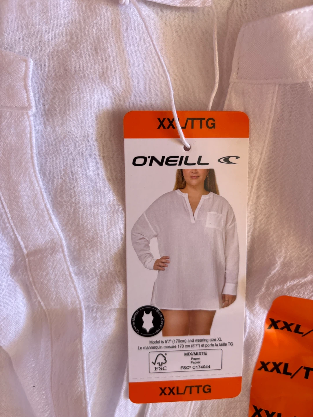 O'Neill White Linen Blend Tunic Top XXL - photo 2