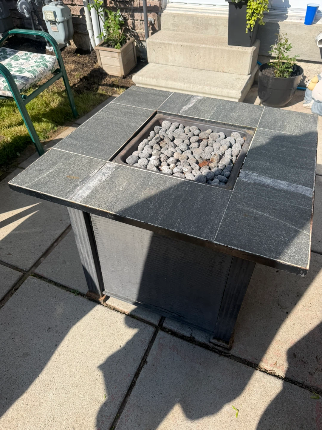 Square Tiled Fire Pit Table
