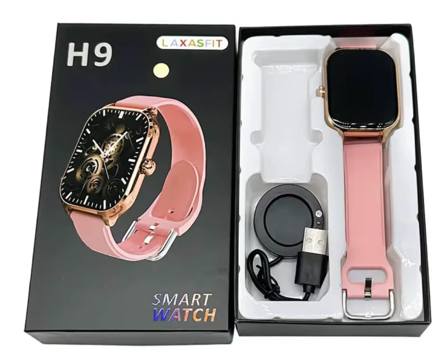 LAXASFIT H9 Smartwatch Rose Gold Pink Silicone