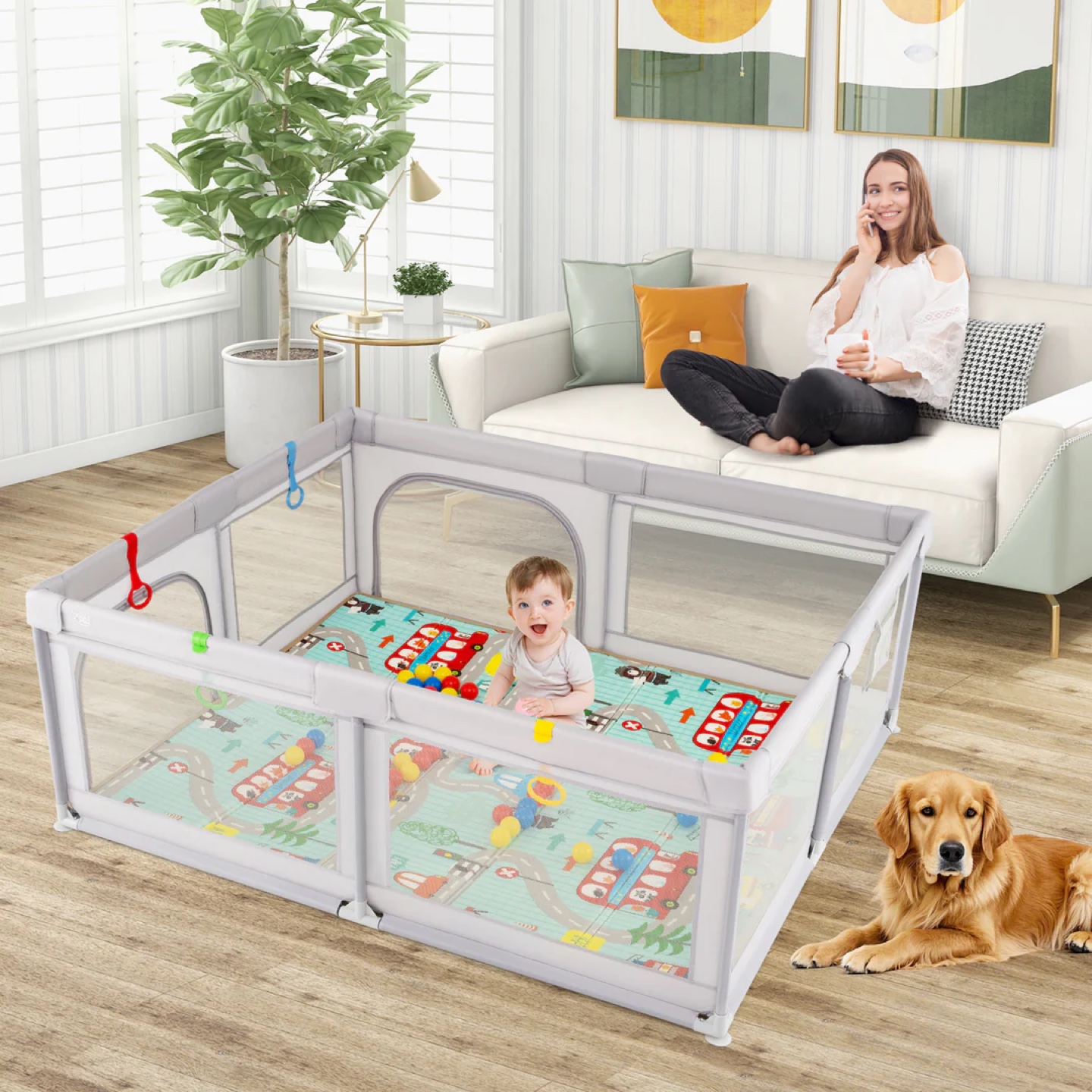 Baby Playpen with Play Mats and Balls