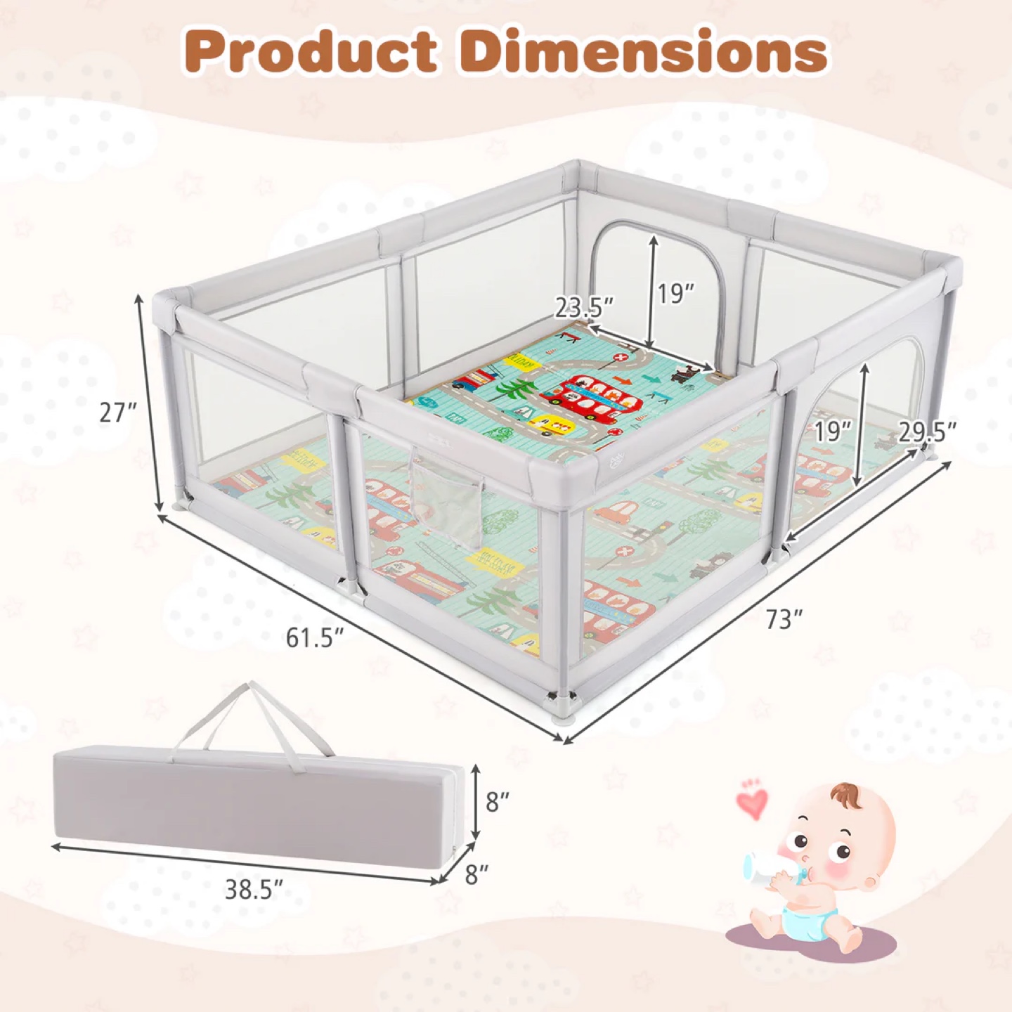 Baby Playpen with Play Mats and Balls - photo 5