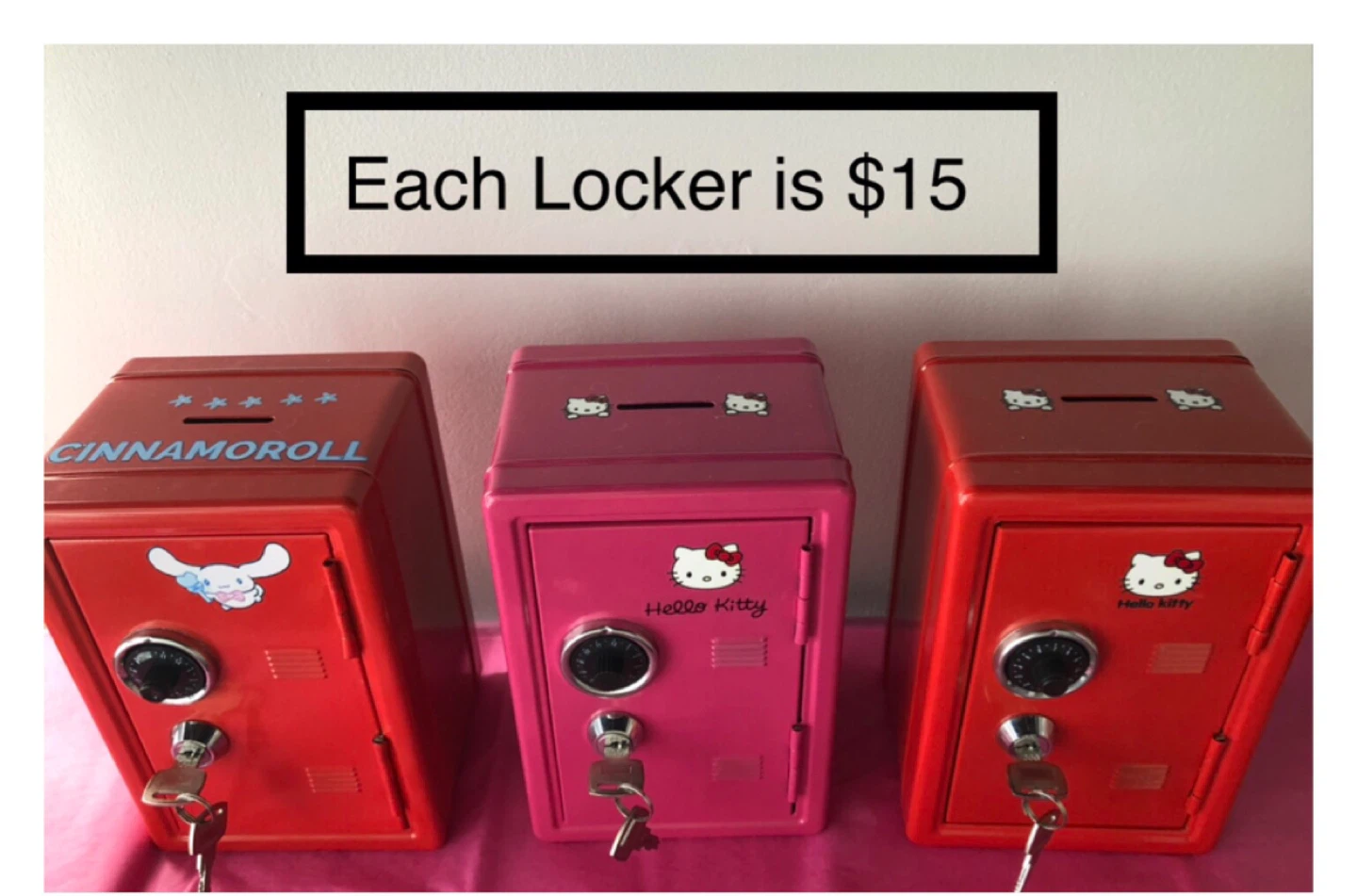 NEW Hello Kitty and Cinnamoroll Locker/Bank $15 Each
