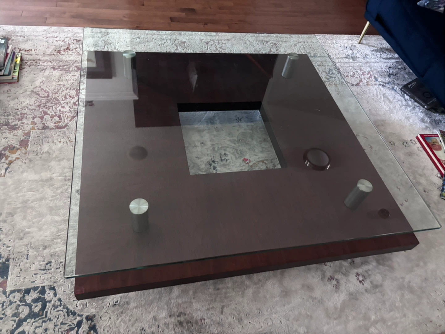 Glass and Wood Coffee Table