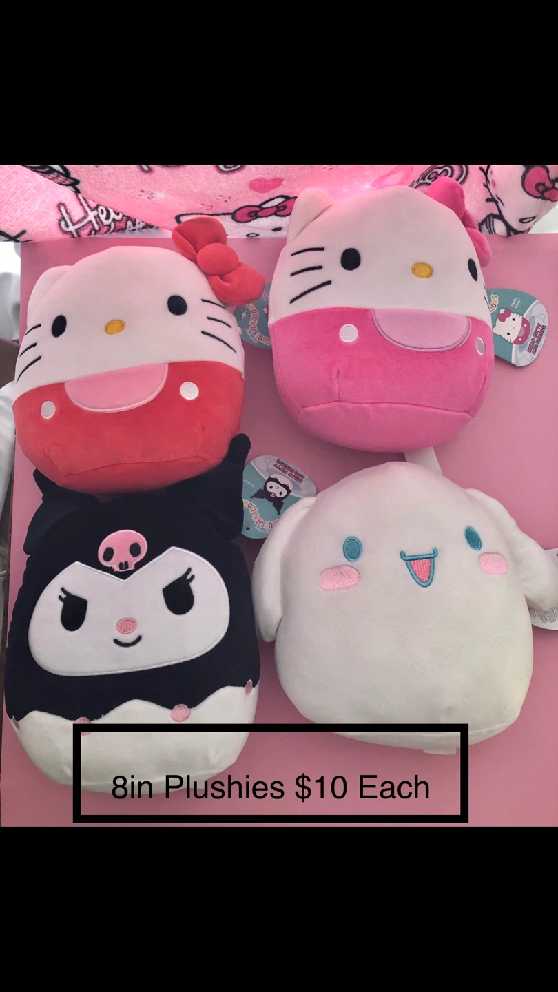 8in Plushies - Hello Kitty, Kuromi, Cinnamoroll $10 Each