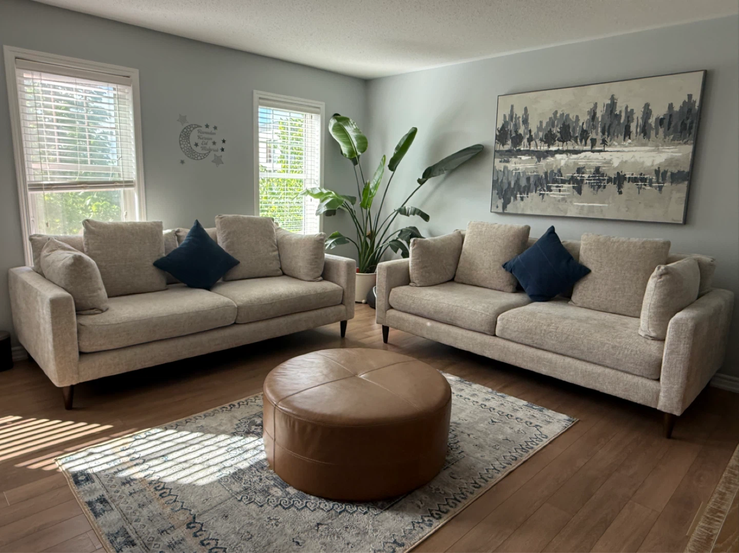 2 Beige Fabric Sofa