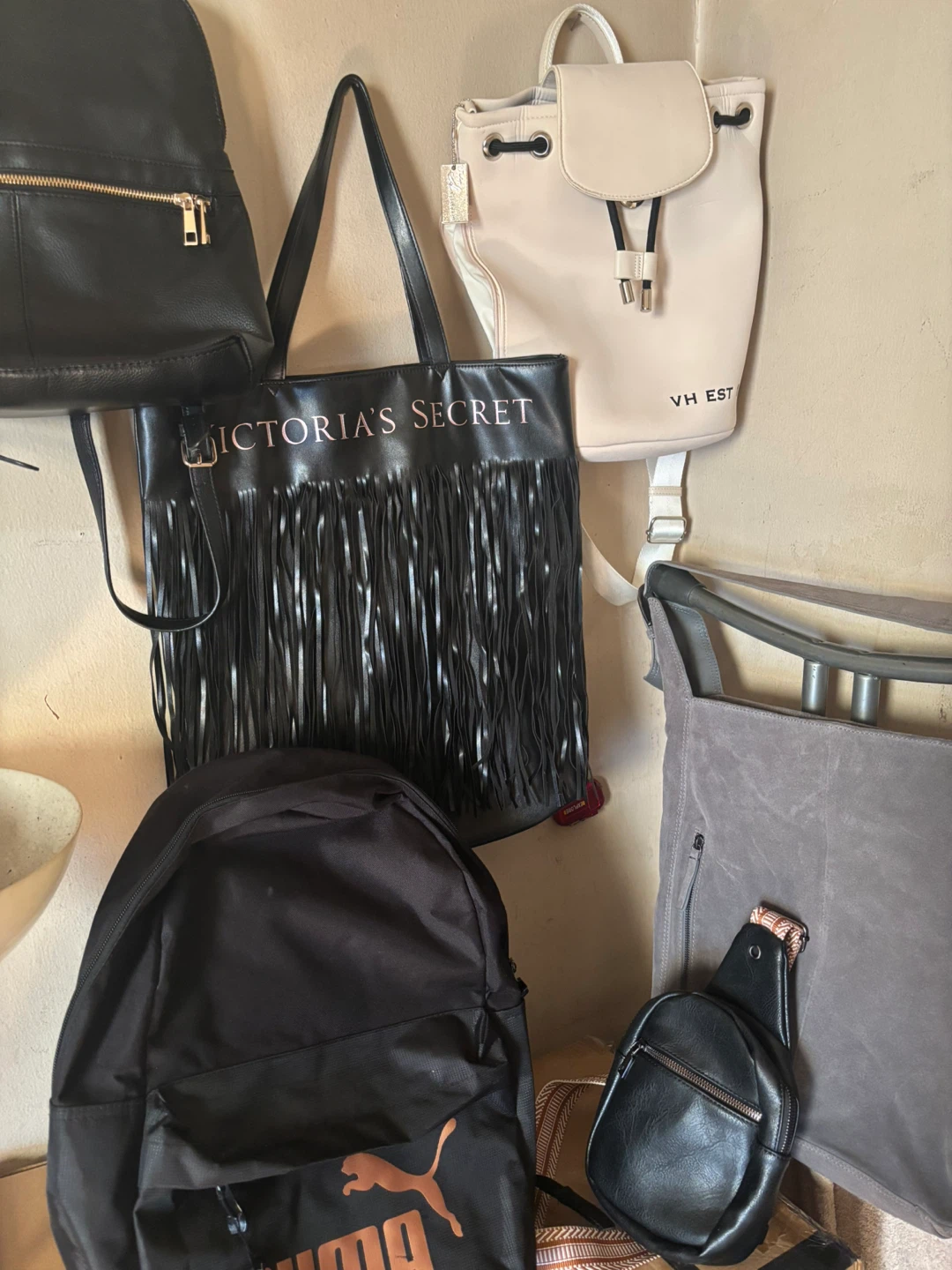 Victoria's Secret Black Fringe w/ multiple bags