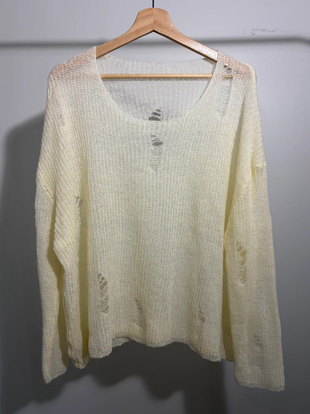 Cream Loose Fit Knit Sweater - photo 3