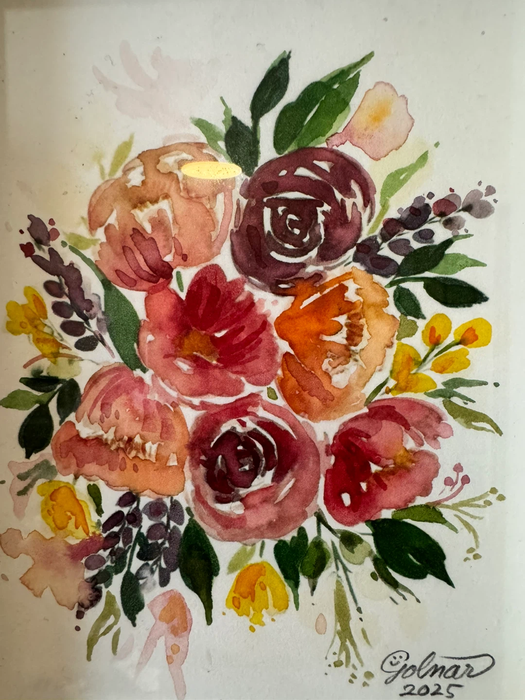 Watercolor Floral Painting Signed Golnar 2026 - photo 4