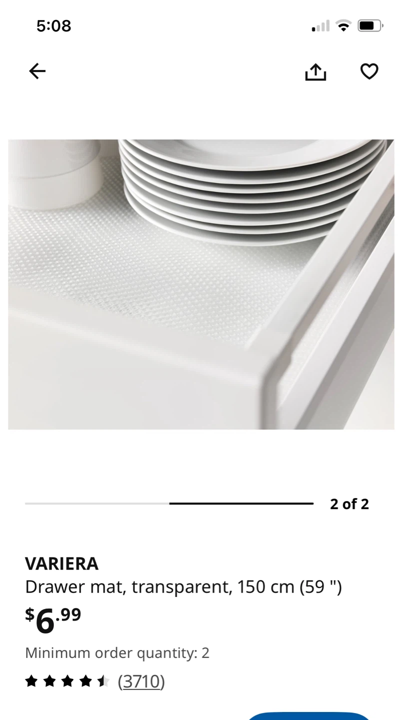 IKEA VARIERA Drawer Mat - Transparent