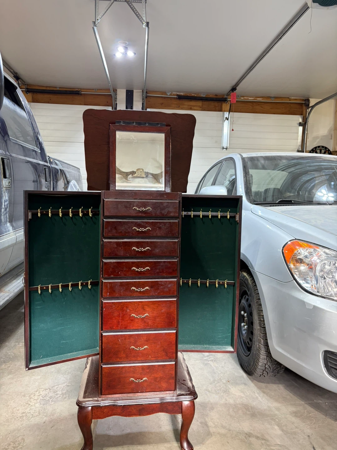 Wooden Jewellery Cabinet with Mirror - photo 2