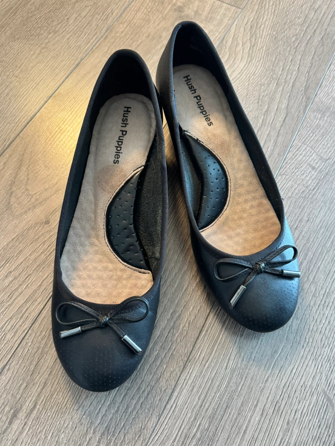 Hush Puppies Black Ballet Flat Heel