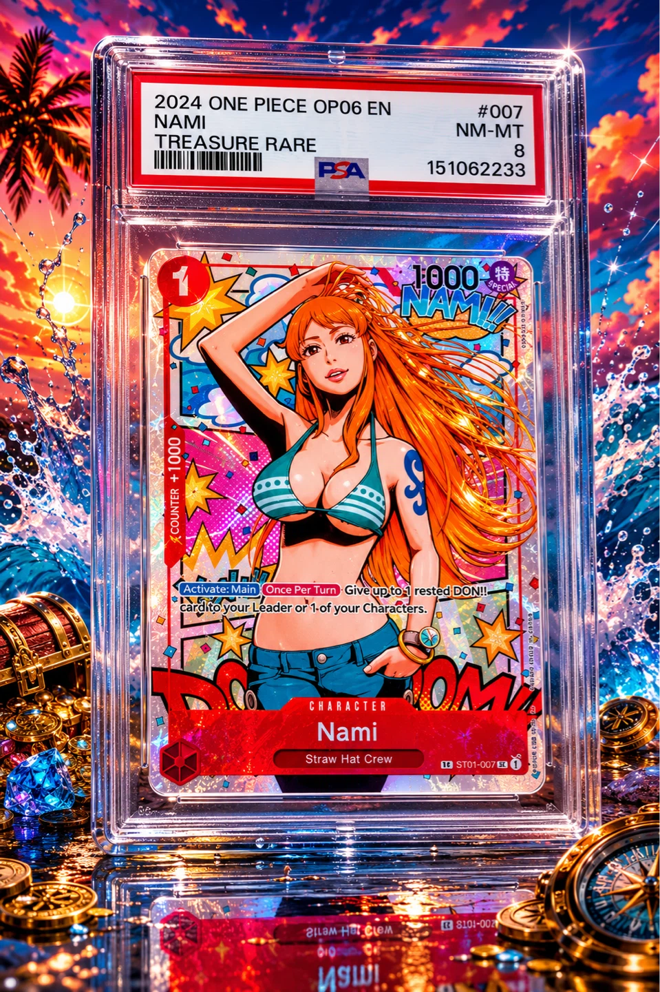 PSA Graded 2024 One Piece OP06 Nami Treasure Rare Card #007