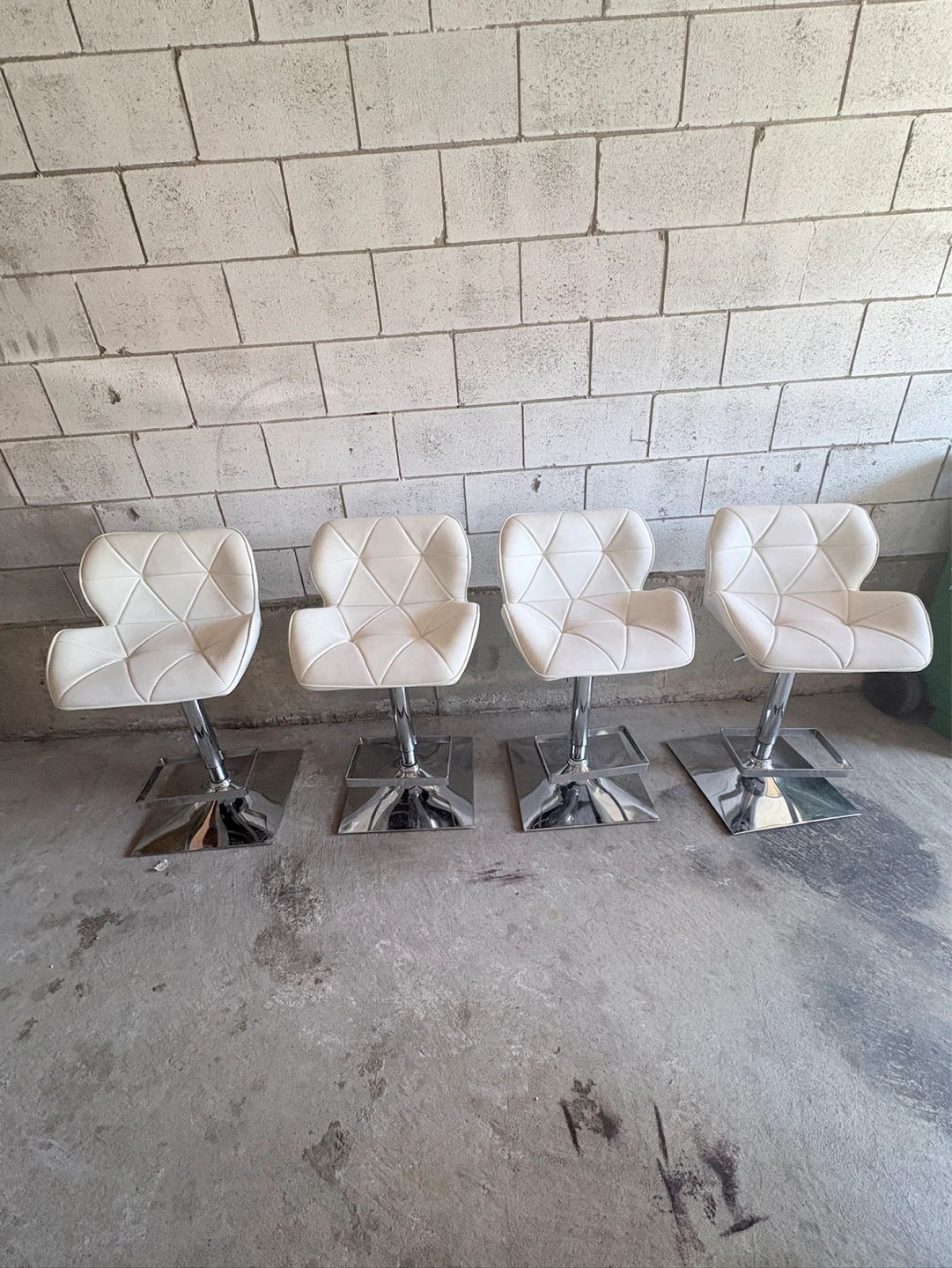 Set of 4 Modern White Swivel Dining Counter Chairs