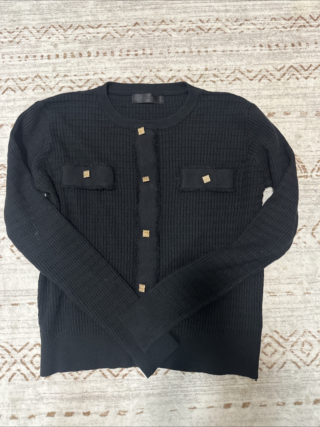 Black Cardigan with Gold Buttons