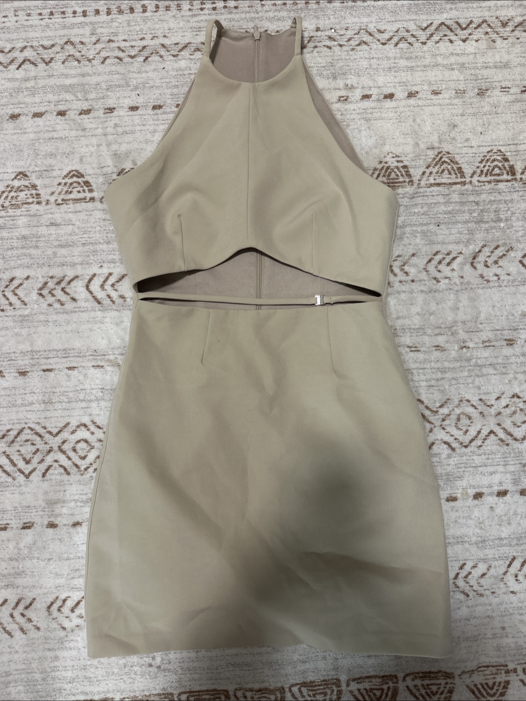 ZARA Tan Halter Cut-Out Mini Dress Size S