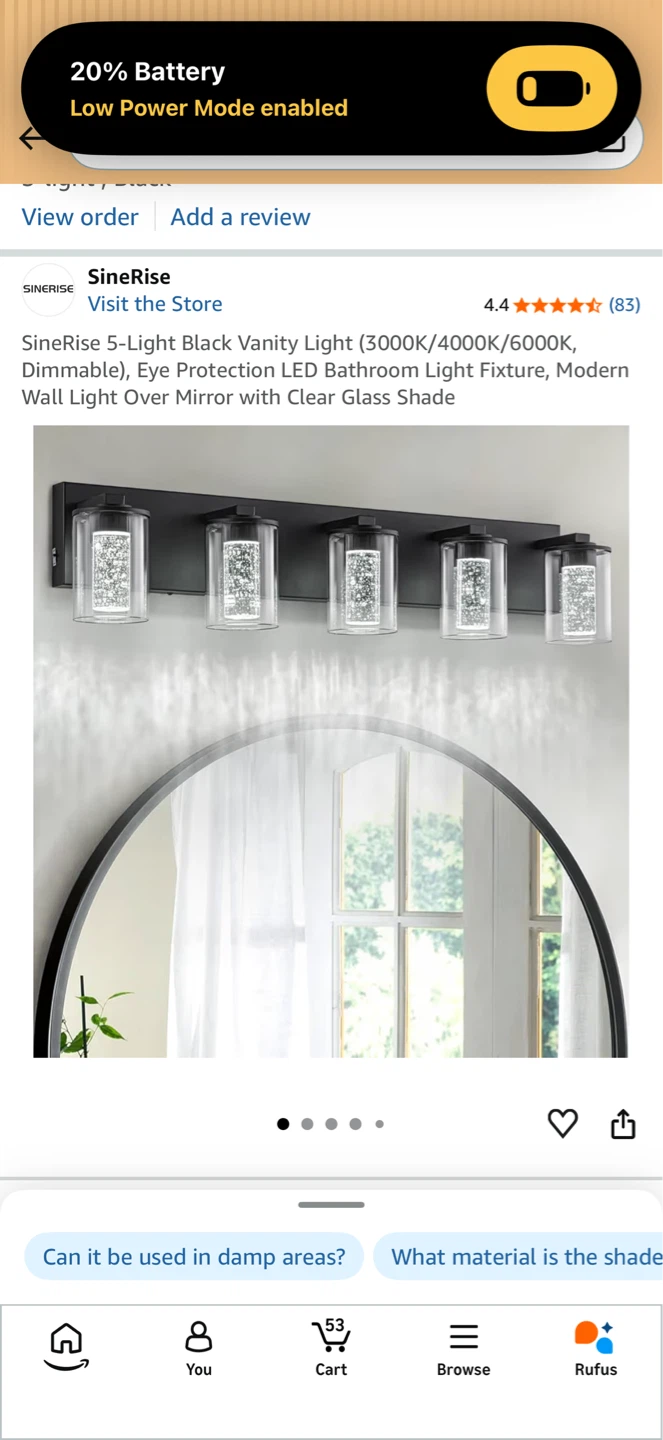 SineRise 5-Light Black Vanity Light