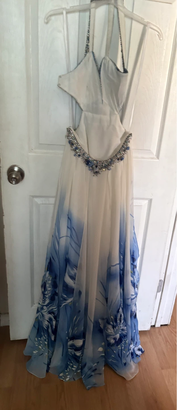 Terani Couture Embellished Blue Floral Gown Size 2 - photo 5