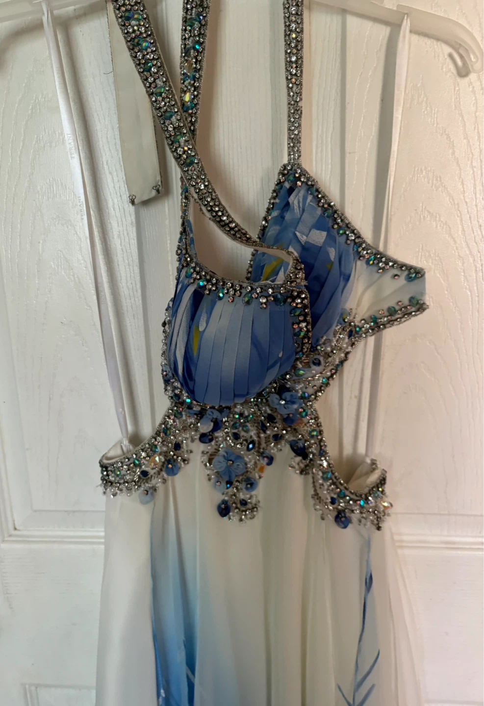 Terani Couture Embellished Blue Floral Gown Size 2 - photo 4