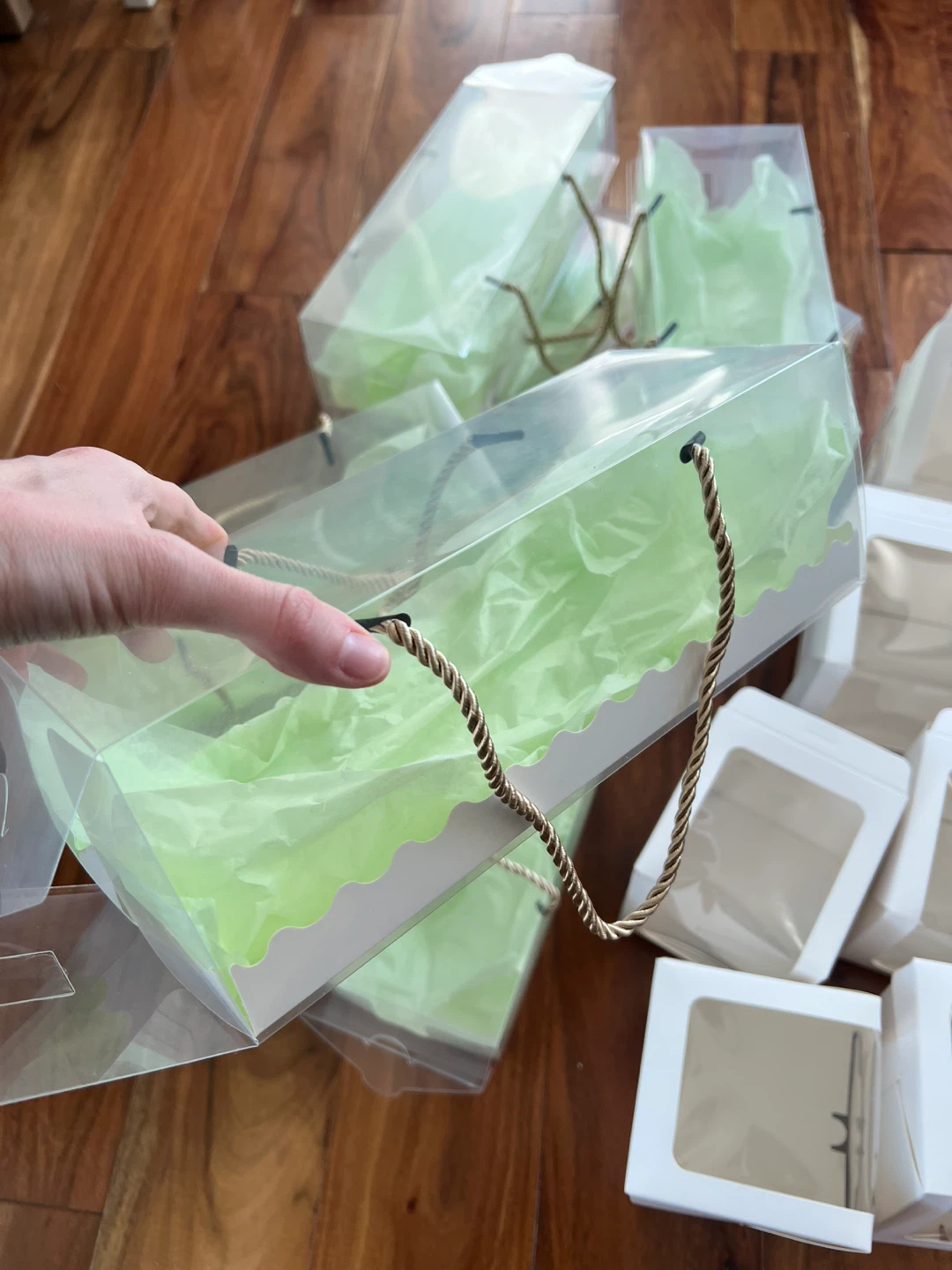 Clear Rectangular Gift Box with Gold Handles