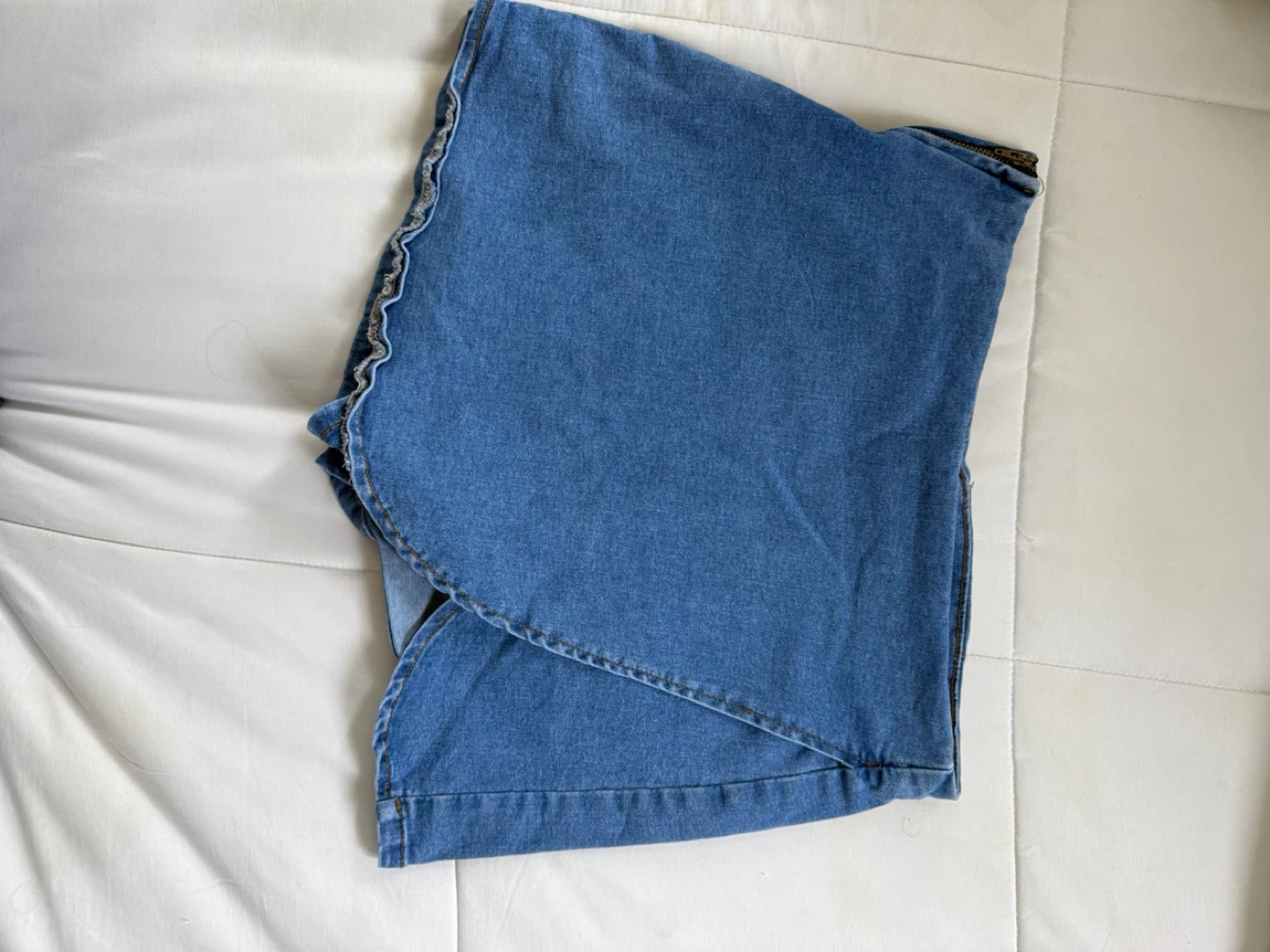 Blue Denim Skirt with Ruffled Hem