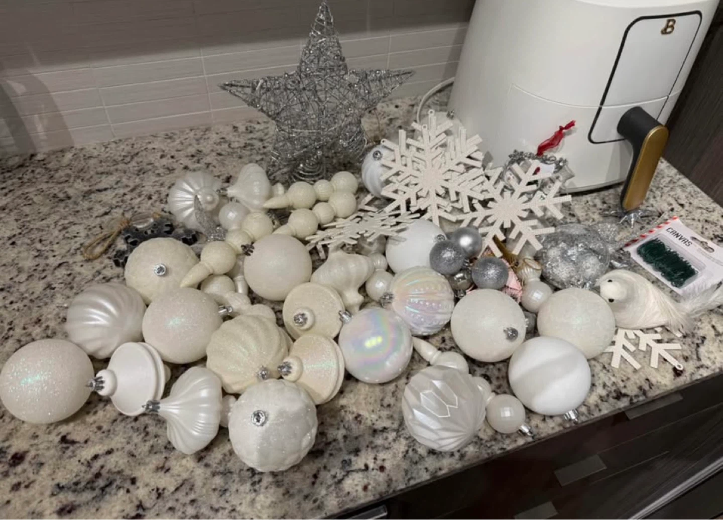 Christmas Ornament Set - White & Silver