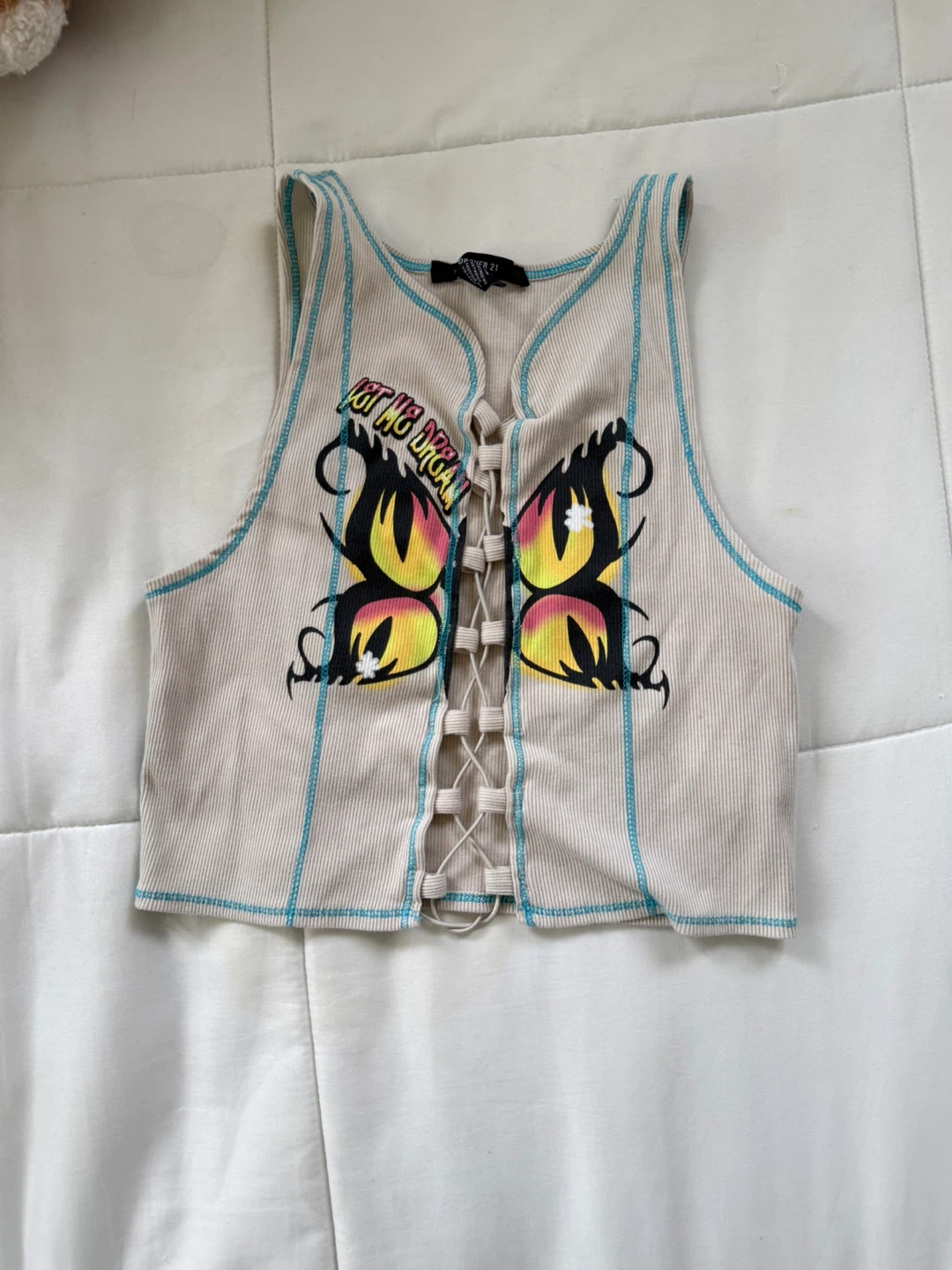 Forever 21 Butterfly Lace-Up Crop Top