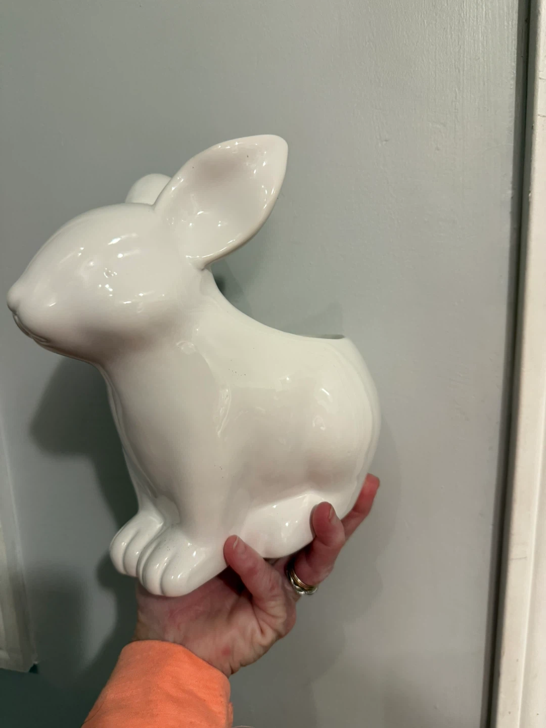 White Ceramic Bunny Planter - photo 4