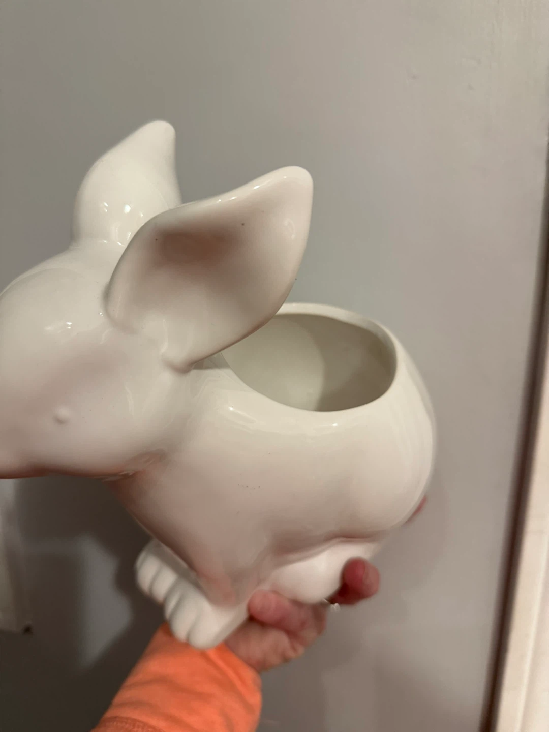 White Ceramic Bunny Planter - photo 3