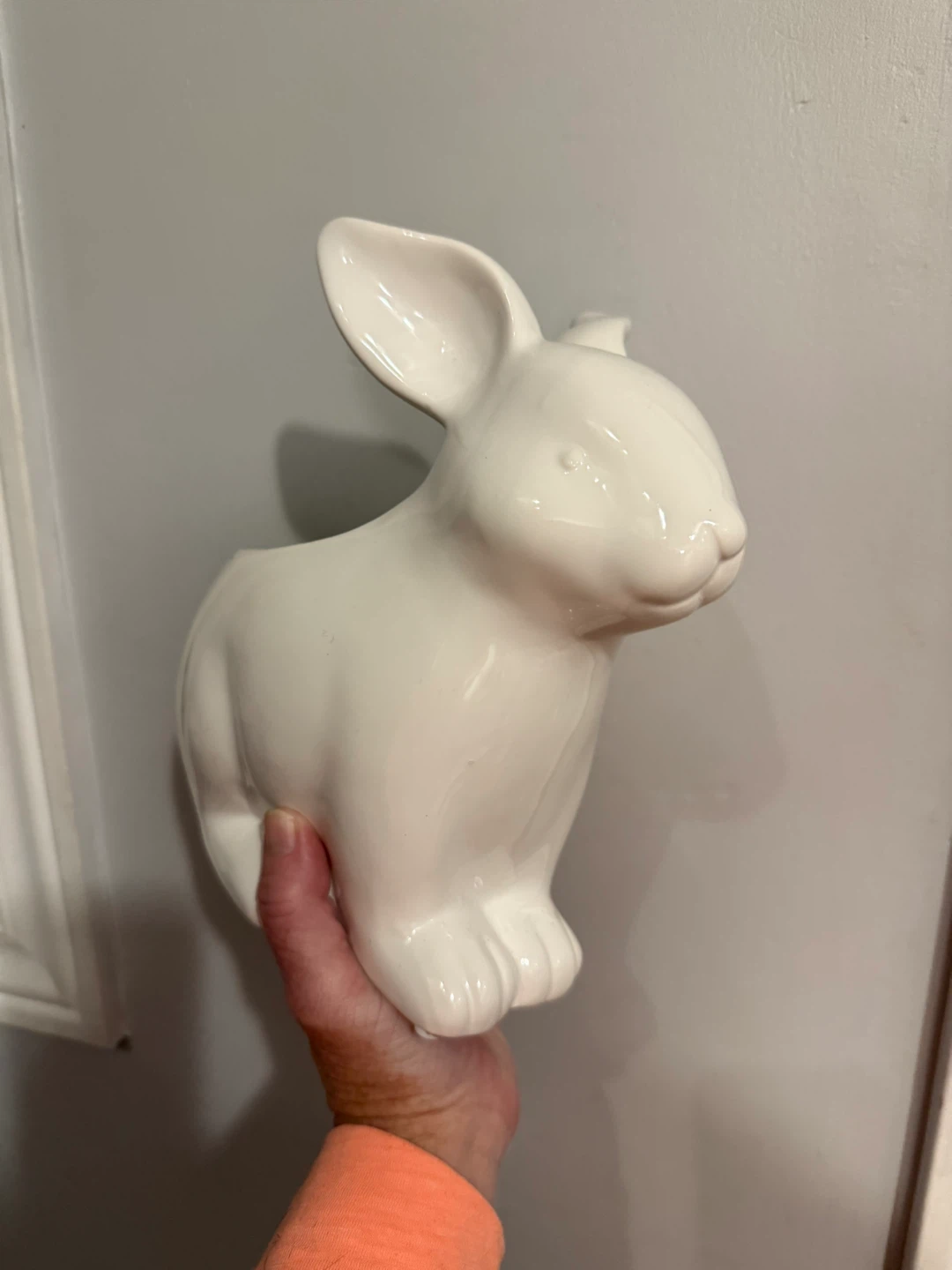 White Ceramic Bunny Planter - photo 2