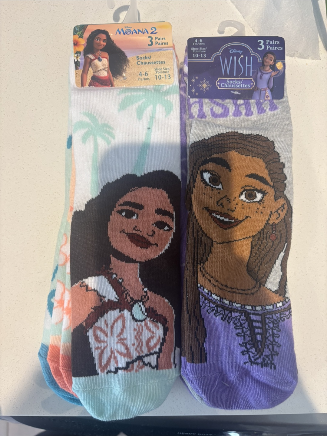 Moana & Wish Socks - 6 Pairs (Toddle Sizes 10-13)