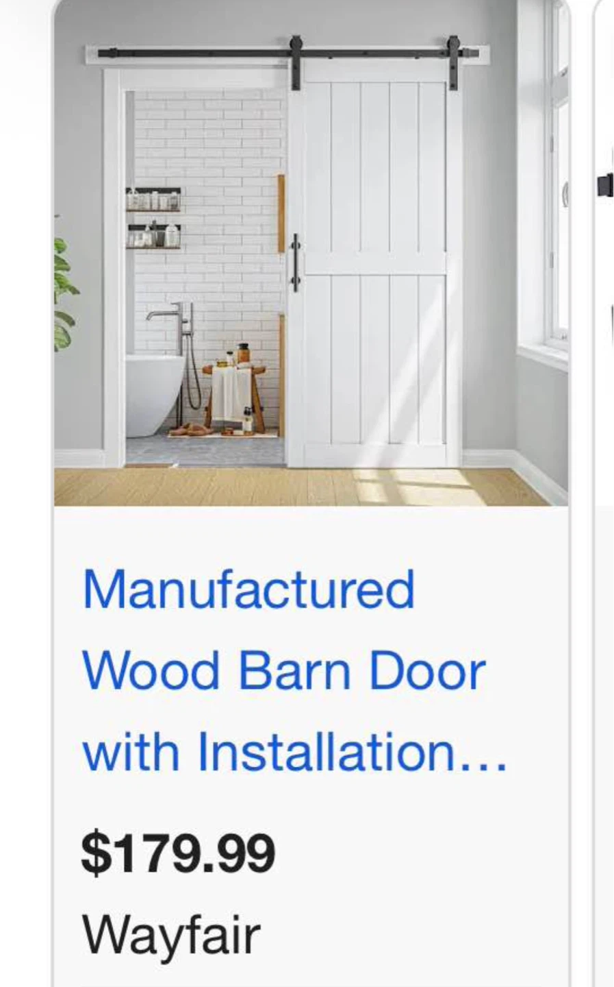Manufactured Wood Barn Door with Hardware