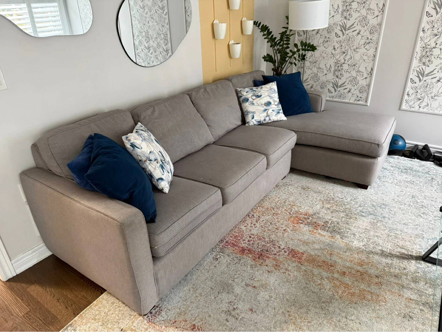 CONTENT SALE - Grey Sectional Sofa with Chaise