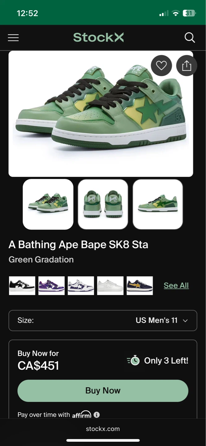 A Bathing Ape Bape SK8 Sta Green Gradation Sneakers - photo 4