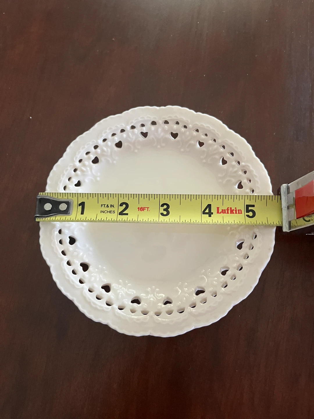 2004 Laura Secord White Heart Lace Trim Trinket Dish - photo 4