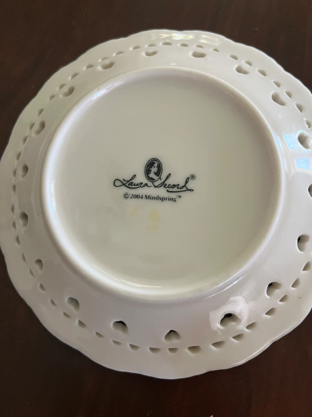 2004 Laura Secord White Heart Lace Trim Trinket Dish - photo 2