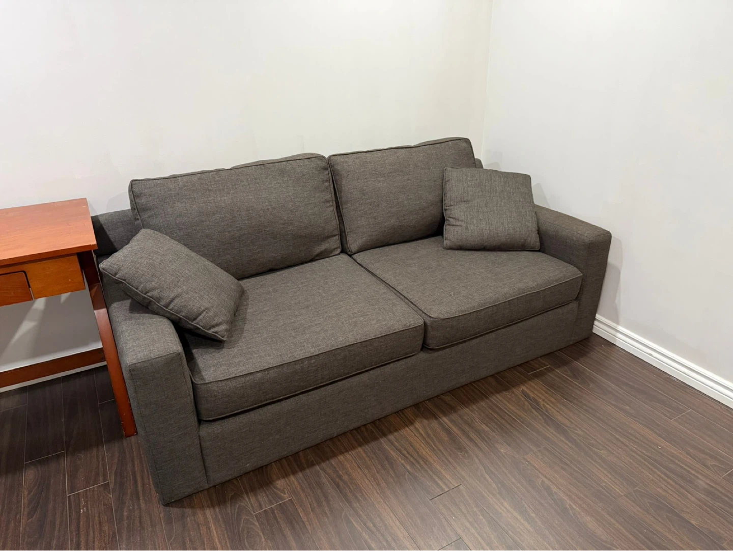 CONTENT SALE - Dark Grey Fabric Sofa / bed with pillows